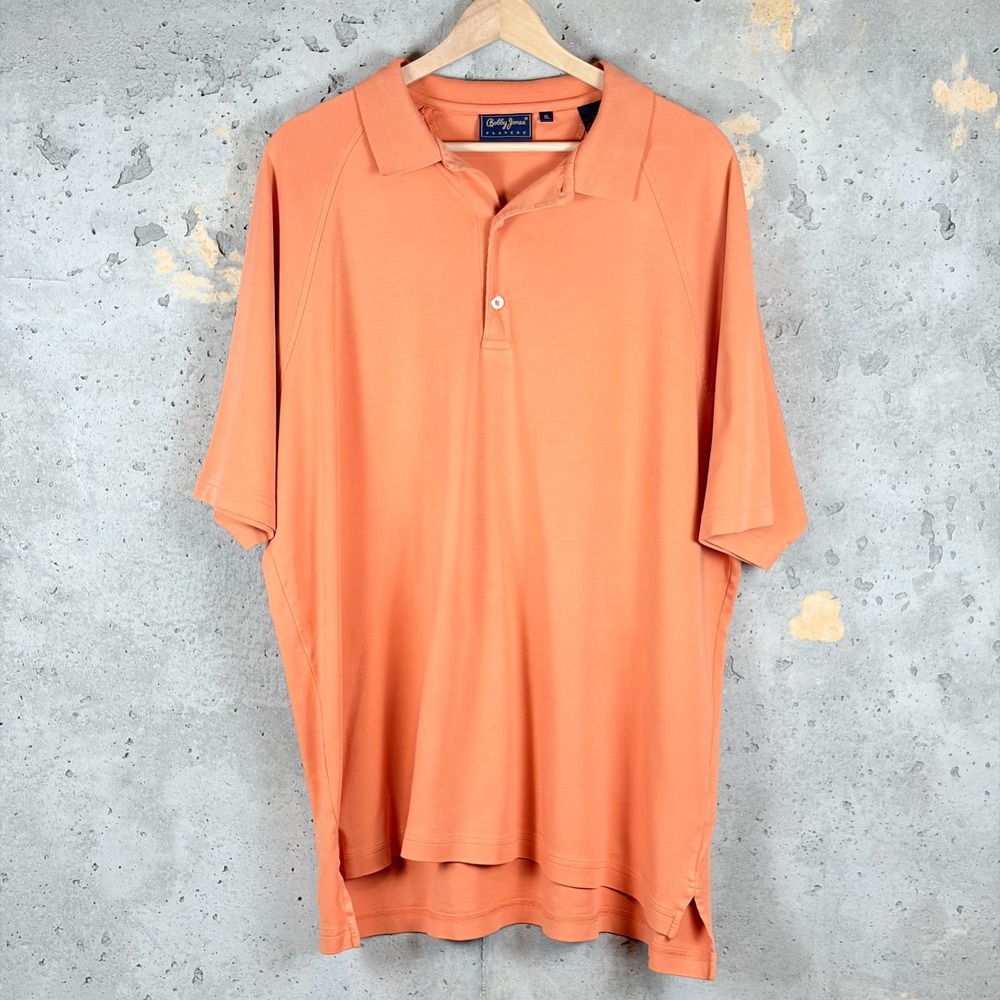 Bobby Jones Polo Shirt Mens XL Orange Cotton Knit High Low Hem Golf Performance
